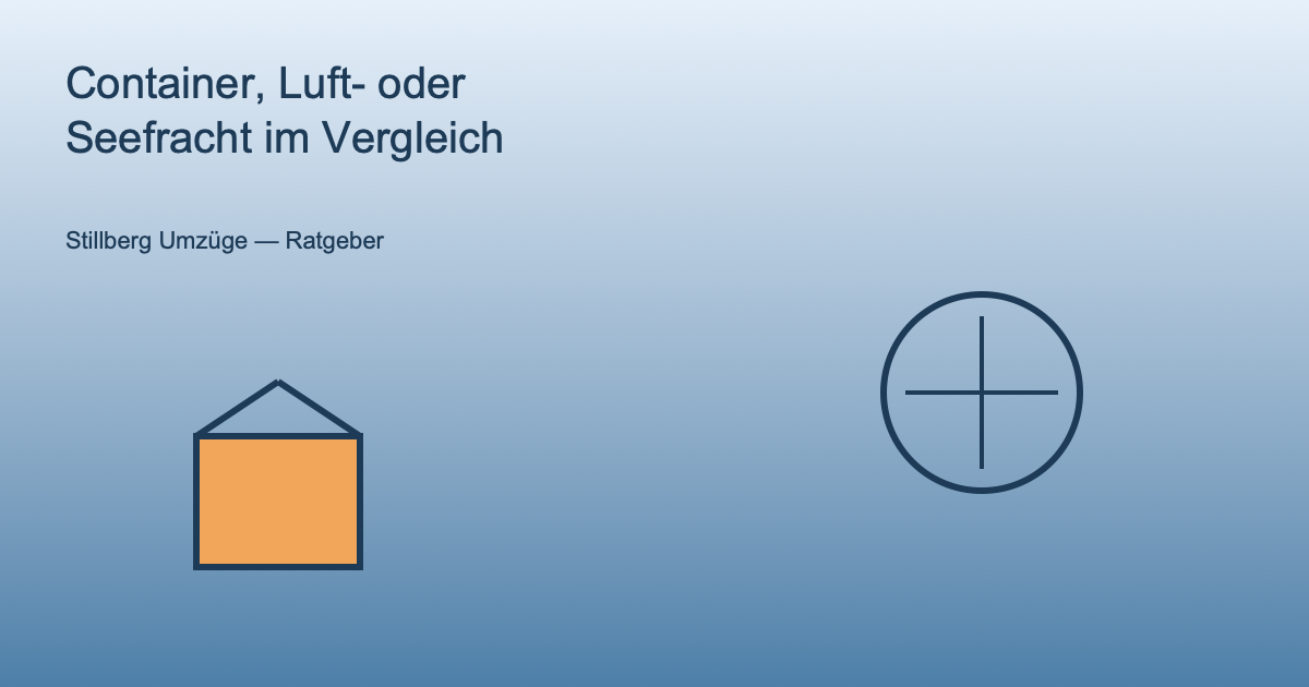 Illustration: Globus-Symbol und Umzugskarton für Container-, Luft- und Seefracht