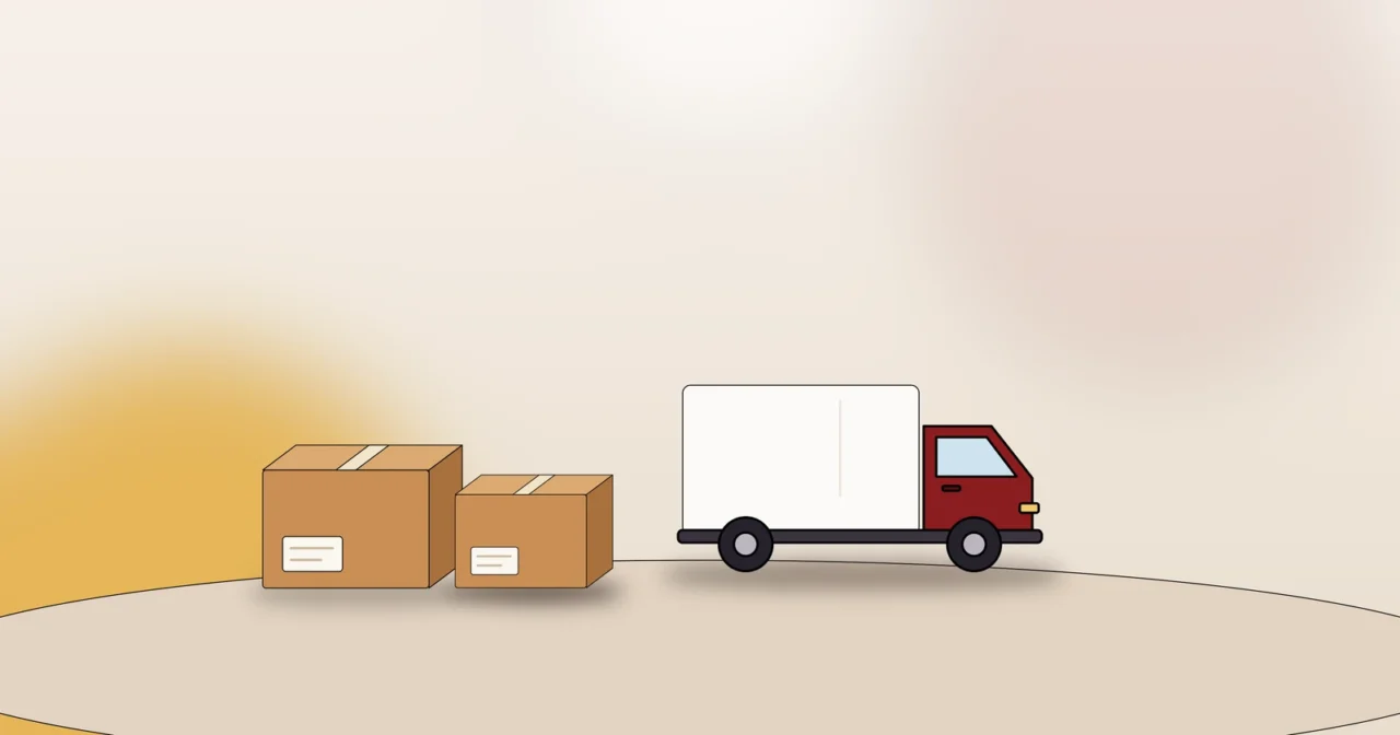 Kartons und Transporter als Symbol für die professionelle Räumung einer Wohnung